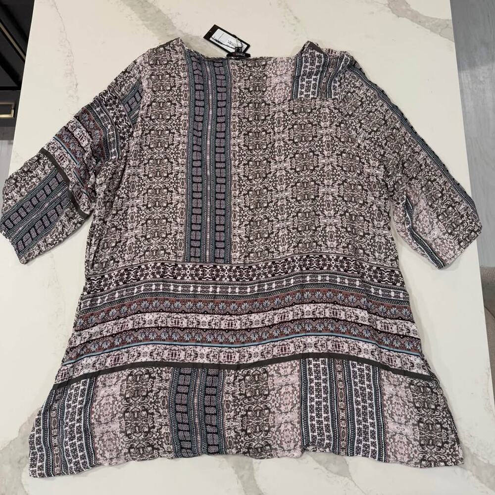 Yesta by X Two NWT Plus Size 3/4 Sleeve Tunic Top Womens 20 Lined Paisley Floral - Picture 9 of 9